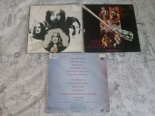 Judas Priest British Steel Le Zeppelin III and ACDC The Razor's Edge LPs